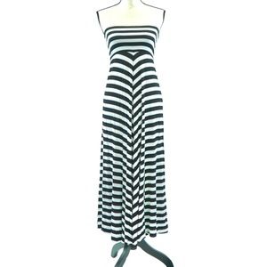Women’s Black and White Maxi Dress, Small, Stripes